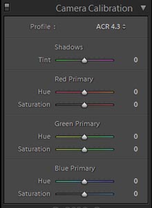 Lightroom camera calibration